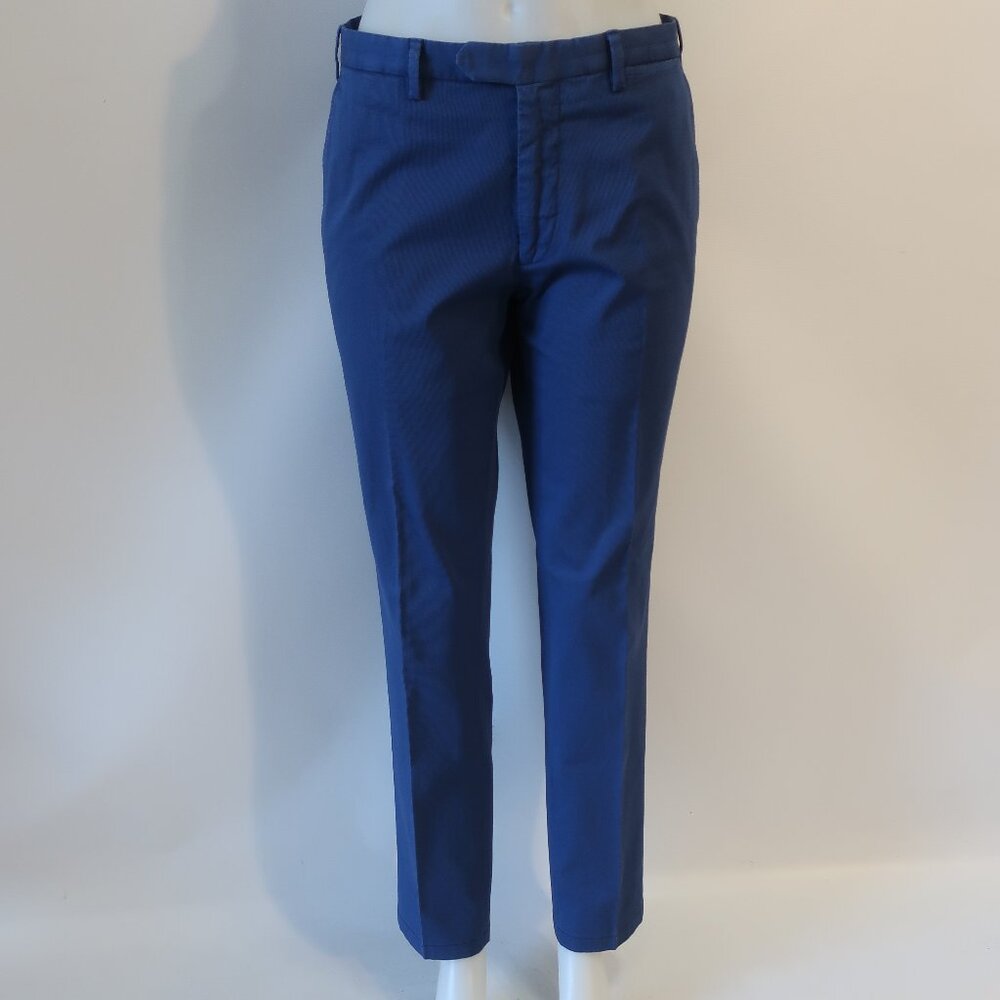 Mens Della Ciana Blue Flat Front Cotton Blend Trouser Pants 50 US/34